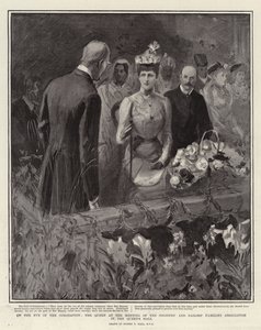 En la víspera de la coronación, la Reina en la reunión de la Asociación de Familias de Soldados y Marineros en el Queen