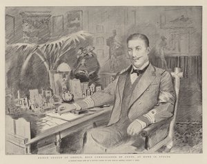 Príncipe Jorge de Grecia, Alto Comisionado de Creta, en su Casa en Atenas de Sydney Prior Hall