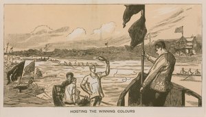 Reminiscencias de una Carrera de Botes de Oxford y Cambridge: Izando los colores ganadores de Sydney Prior Hall