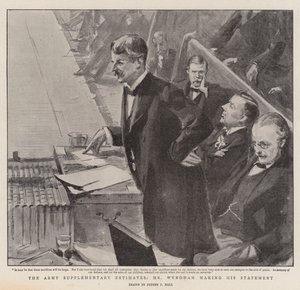 Las estimaciones suplementarias del ejército, declaración de Mr. Wyndham de Sydney Prior Hall