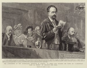 La Conferencia del Instituto de Periodistas en Londres, M Emile Zola leyendo su Documento sobre L