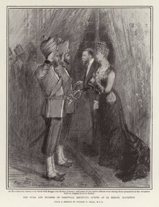 El Duque y la Duquesa de Cornwall recibiendo invitados en Le Reduit, Mauricio de Sydney Prior Hall