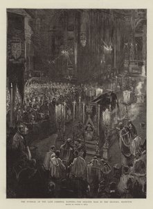 El funeral del difunto Cardenal Manning, la Misa de Réquiem en el Oratorio, Brompton de Sydney Prior Hall