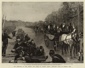 La inspección por Su Majestad la Reina del Cuerpo de Ambulancias del Coronel Seely en el Parque de Windsor de Sydney Prior Hall