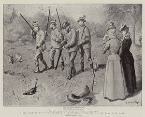 La visita del Kaiser a Sandringham, una mañana de caza en el bosque de Wolferton de Sydney Prior Hall