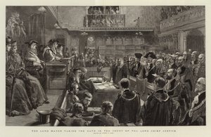 El Alcalde tomando el juramento en la Corte del Juez Principal