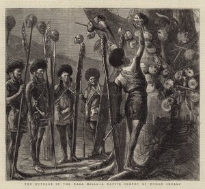 El ultraje en las colinas de Naga, un trofeo nativo de cráneos humanos de Sydney Prior Hall
