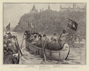 La Procesión de Canoas en Ottawa, Barqueros Canadienses Cantando Viejas Canciones de los Voyageurs de Sydney Prior Hall