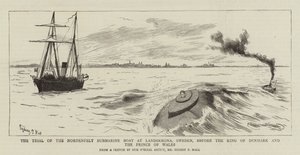 El juicio del submarino Nordenfelt en Landskrona, Suecia, ante el Rey de Dinamarca y el Príncipe de Gales de Sydney Prior Hall