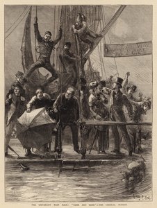 La carrera de botes de la universidad, venida y pasada, el momento crítico de Sydney Prior Hall
