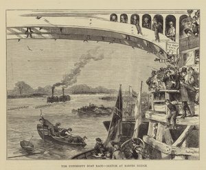 La carrera de botes de la Universidad, boceto en el Puente de Barnes de Sydney Prior Hall