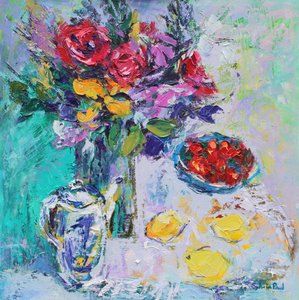 Fresas con flores