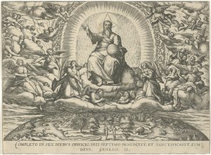 Dios moho op de zevende dag Figuras e imágenes de libros (título de la serie) de Symon Novelanus (attributed to)