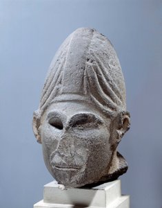 Antigüedad oriental: cabeza de dios sirio. Aproximadamente 2500 a.C. de Djabboul, Siria. París, Museo del Louvre de Syrian Syrian