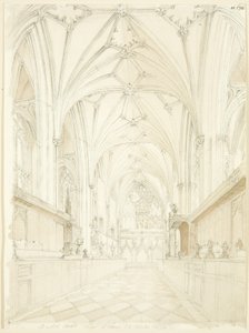 Coro de la Catedral de Bristol mirando al este de T.H. Clarke