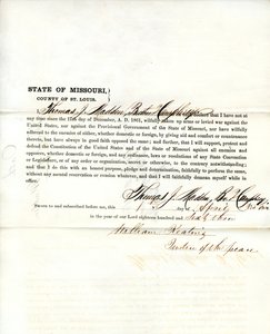 Juramento de lealtad de Thomas J. Madden de Missouri, Condado de St. Louis de T.J. Madden