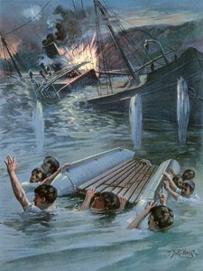 La Hazaña Heroica del Constructor Naval Asistente Hobson al Volar el Collier Merrimac en la Entrada al Puerto de Santiago de T. Dart Walker