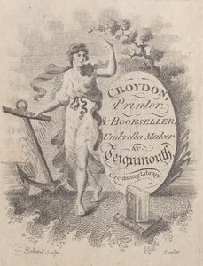 Tarjeta comercial para Croydon, impresor, librero y fabricante de paraguas, siglo XIX de T. Rickard
