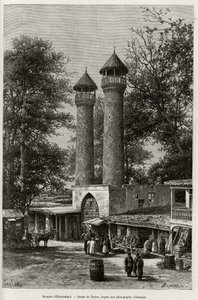 La mezquita de Elisabethpol (o Gandja, o Kirovabad, Azerbaiyán) (grabado)