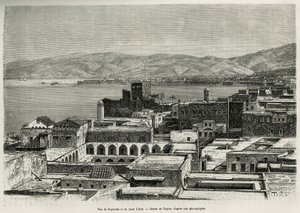 Vista de Beirut y el Monte Líbano, ilustración de la historia de Siria hoy, por M. Lortet, decano de la Facultad de Medicina de Lyon, misión encargada por el Ministerio de Educación Pública, de 1875 a 1878, publicado en Le tour du monde