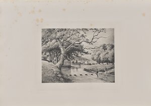 Mirando hacia el Puente Viejo de Partick desde Stepping-Stones