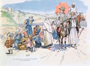 Leprosos fuera de los muros de Jerusalén, 1892 de T. de Haener