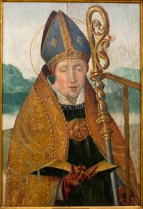 San Blas - Pintura del taller de Fray Carlos (pintor flamenco activo entre 1517 y 1544), óleo sobre madera, hacia 1530 (San Blas, del taller de Fray Carlos (activo entre 1517-1544), óleo sobre tabla, hacia 1530) - Museo de Évora (Portugal) de Taborda Vlame Frey (worshop of) Carlos