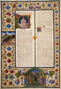 Incipit del Primer Libro de los Macabeos, del Volumen I de la Biblia de Borso d