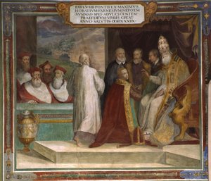 El Papa Pablo III bendiciendo a su sobrino Horace Farnese