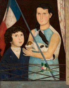 Dos niños con una bandera francesa de Tadeusz Makowski