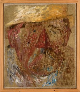 Cabeza de un hombre con sombrero de paja de Tadeusz Makowski