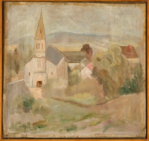Paisaje con una pequeña iglesia (La Comelle) de Tadeusz Makowski