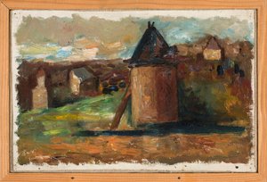 Paisaje con edificios urbanos de Tadeusz Makowski