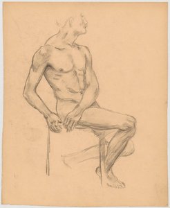 Estudio de desnudo masculino sentado de Tadeusz Makowski