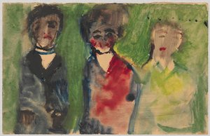 Drei weibliche Figuren in Abendkleidern de Tadeusz Makowski