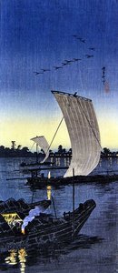 Barcos de la tarde en Sekiyado