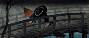 Lluvia en el puente Izumi de Takahashi Hiroaki