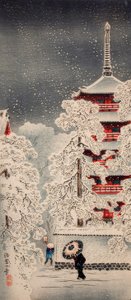 Nieve en Asakusa, Yedo, provincia de Musashi