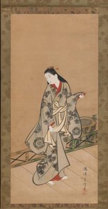 Mujer en la veranda, ca. 1730 de Takizawa Shigenobu