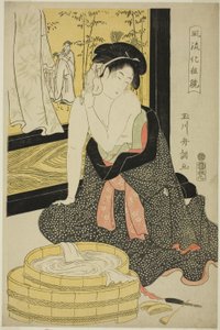 Espejo de la elegancia (Furyu kesho kagami) (grabado en madera en color; oban) de Tamagawa Shucho