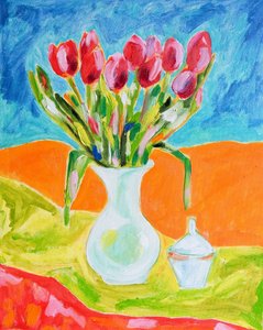 Tulipanes rojos en un jarrón de Tamara Jare
