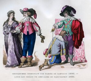 Un caballero guiando a una novia del campo, 1636, y Luis XIII creando un caballero, 1633 1882-1884