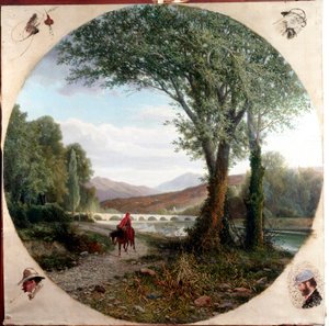 Dante un caballo corre por el río Entella o el Pasaje Ilustración del Purgatorio en "La divina commedia" (La divina comedia) de Dante Alighieri (1265-1321) Pintura de Tammar Luxoro (1824-1899) Antes de 1865 Genes, Civica Galleria d