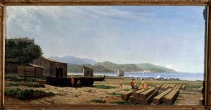 Vista de la bahía de La spezia, Italia (óleo sobre lienzo