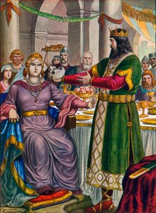 Alboino, rey de los lombardos, ofrece a su esposa Rosamunda beber del cráneo de Cunimondo