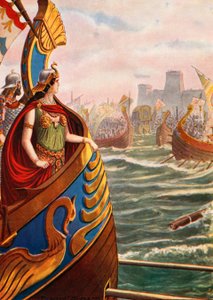 Cleopatra en la batalla de Actium de Tancredi Scarpelli