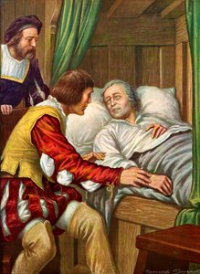 Cristóbal Colón recuperándose de una enfermedad para encontrar a su hermano junto a su cama