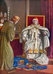 El emperador del Sacro Imperio Romano Germánico Enrique IV haciendo penitencia para revertir su excomunión por el Papa Gregorio VII