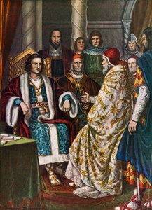 Rey Pepino, rey de los Francos, hablando con el Papa Esteban II, 754 de Tancredi Scarpelli