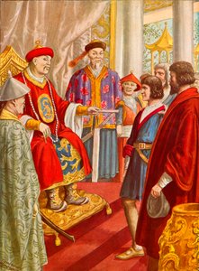 Marco Polo el joven siendo presentado a Kublai Khan de Tancredi Scarpelli